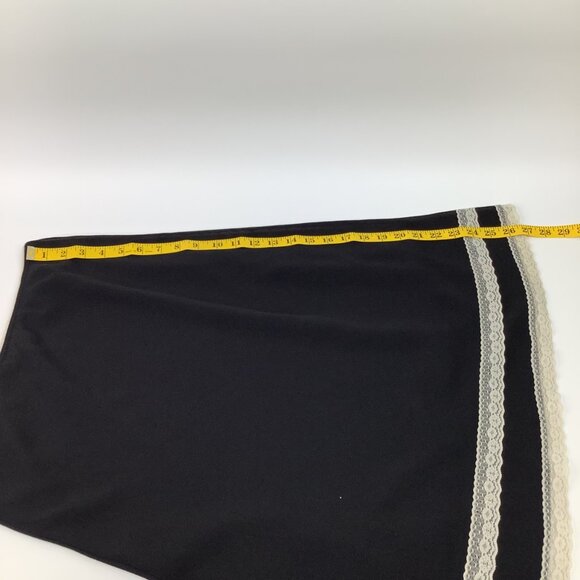 Vintage Lipslide Black Slip Skirt L Large Lace Detail Lined Academia Grunge - Picture 6 of 9
